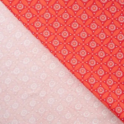 Jersey de coton  imprimé forme géométrique cercles-Corail