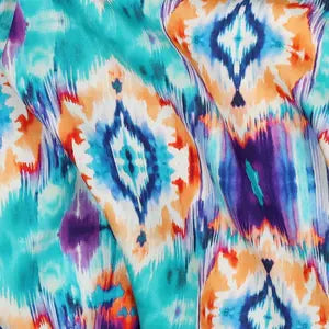 Popeline de Viscose Digital Ikat -Aqua