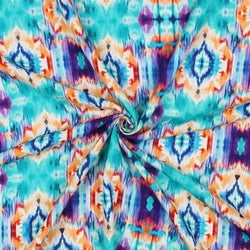 Popeline de Viscose Digital Ikat -Aqua