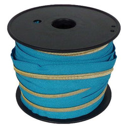 Tirette spirale au mètre  5mm chaine lurex Doré bleu