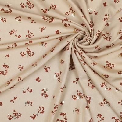 Popeline de viscose  FEUILLE D'ÉCLAT PETITES FLEURS - BEIGE