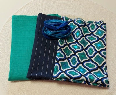 Kit foulard 3 bandes émeraude foil