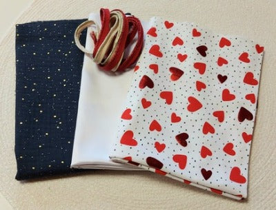 Kit foulard 3 bandes cœur rouge