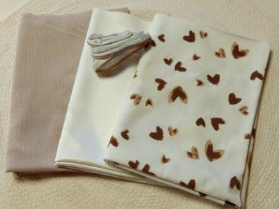 Kit foulard 3 bandes cœur beige