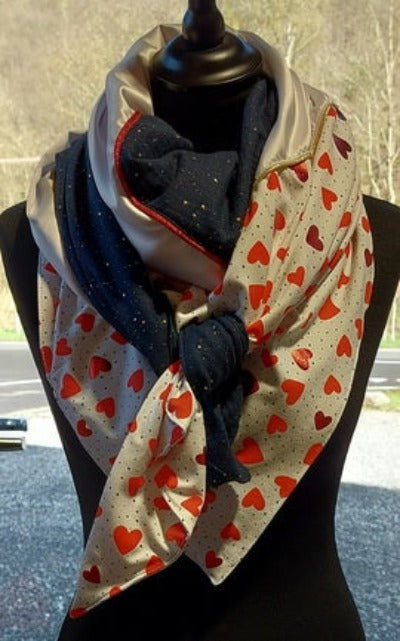 Kit foulard 3 bandes cœur rouge