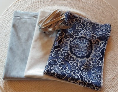 Kit foulard 3 bandes mandala bleu