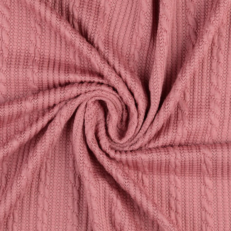 Tissu Tricot Tressé Vieux Rose