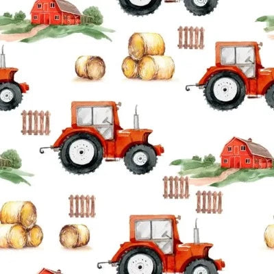 Coton Premium imprimé tracteur à la ferme
