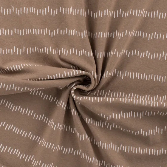 Jersey de coton  imprimé Rayures Irrégulières Taupe