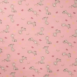Jersey de coton  imprimé Giraffe- Rose Bébé