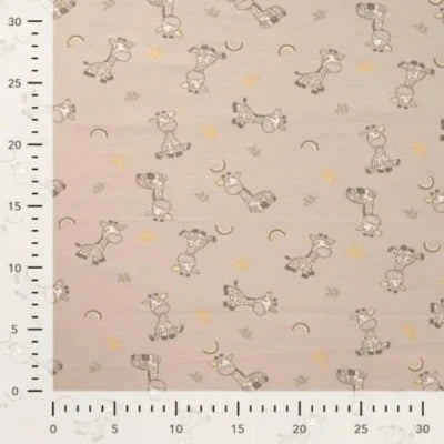 Jersey de coton  imprimé Giraffe- Sable
