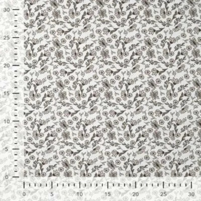 Jersey de coton  imprimé fleurs-blanc