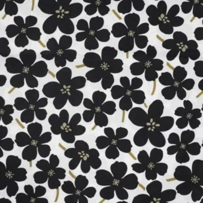 Coton popeline semi de  fleurs Noir