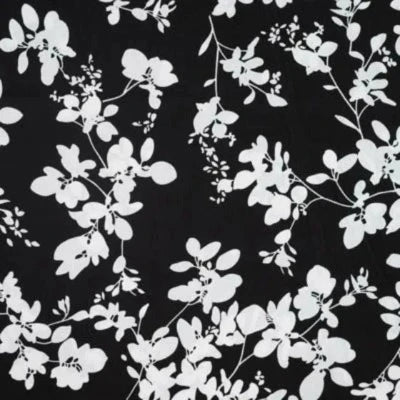 Coton popeline bouquets de fleurs - Noir