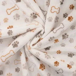 Cute fleece imprimé-Pattes et os blanc cassé