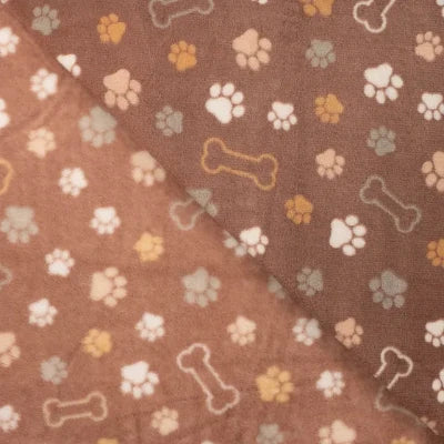 Cute fleece imprimé-Pattes et os chocolat