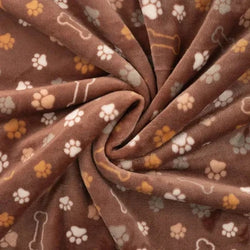 Cute fleece imprimé-Pattes et os chocolat