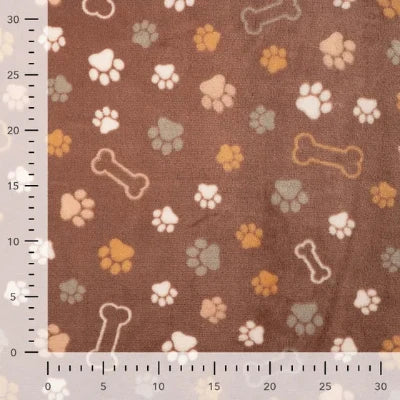 Cute fleece imprimé-Pattes et os chocolat