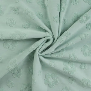 Coton fleurs jacquard- Menthe