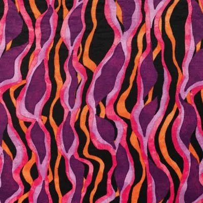 SATIN VISCOSE IMPRIME GARLAND- FUCHSIA