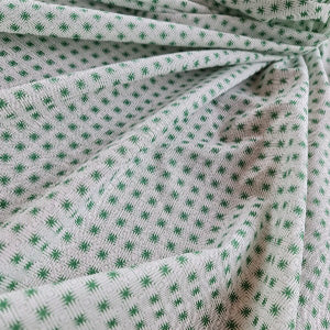 Popeline de coton carrés graphique vert - La boite à tissus