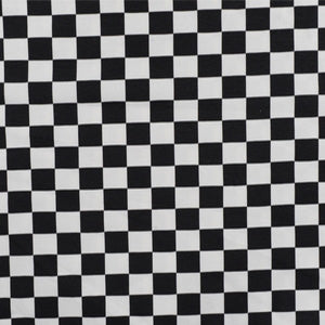 Popeline de coton drapeaux de course noir et blanc grand carrés 2cm - La boite à tissus