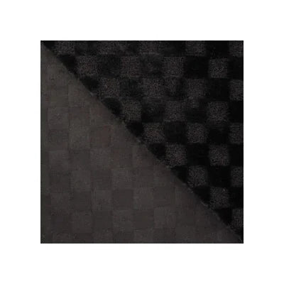 Fausse fourrure à carreaux- Noir