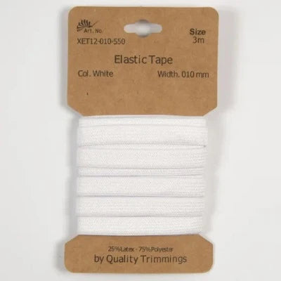 Carte élastique 10 mm Blanc- 3 mètres