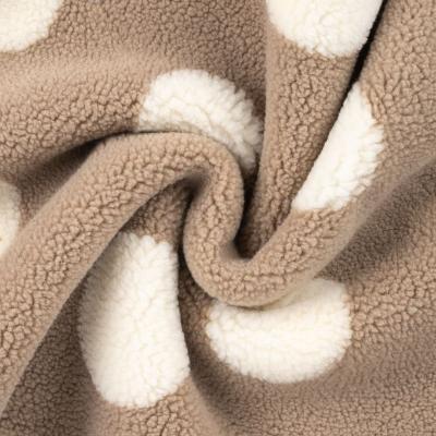 Tissu Bouclette imprimé pois- Beige