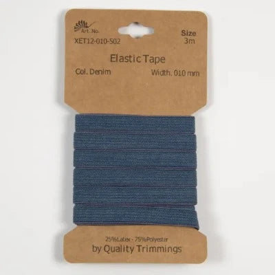 Carte élastique 10 mm Denim- 3 mètres