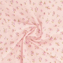 Tissu plumetis coton imprimé fleurs rose layette