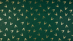 Coton imprimé cerf de Noël doré sur fond vert