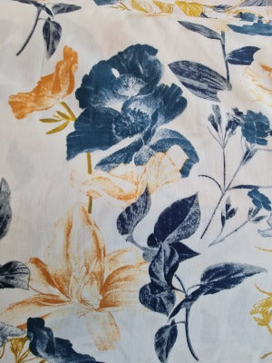 Coton popeline imprimé fleurs pâles écru - La boite à tissus