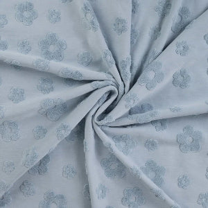 Coton fleurs jacquard- Bleu