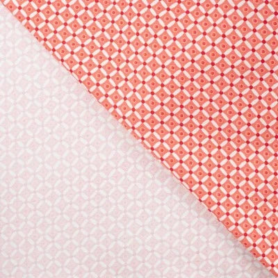 Jersey de coton  imprimé forme géométrique -Corail