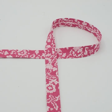 Biais fleurs fond rose 18 mm - La boite à tissus