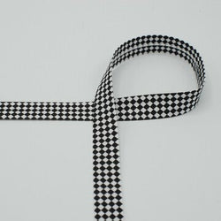 Biais géométrique mini carrés blanc et noir - La boite à tissus