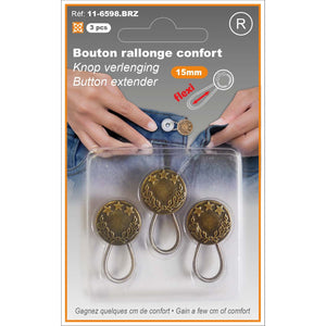 Bouton rallonge confort bronze 15 mm - La boite à tissus