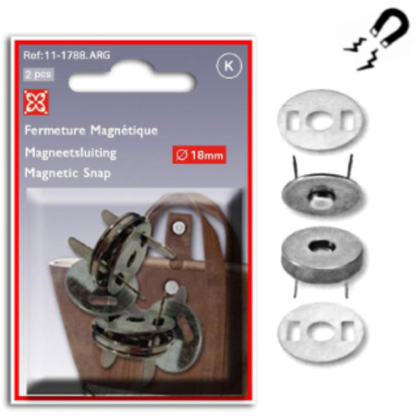 Fermetures magnétiques / aimants - 18mm (prix par blister de 2 pièces) - La boite à tissus