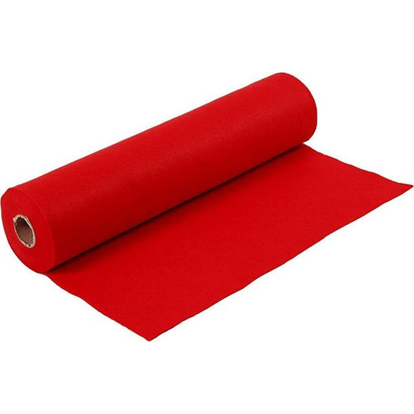 Feutrine fine 1 mm 100% polyester 45 cm  rouge - La boite à tissus
